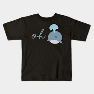 Oh Whale A Double Meaning Slogan Cute Whale Art Black Color Kids T-Shirt